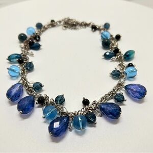 Talbots, Silver And Blue Glass Beaded Short Necklace
